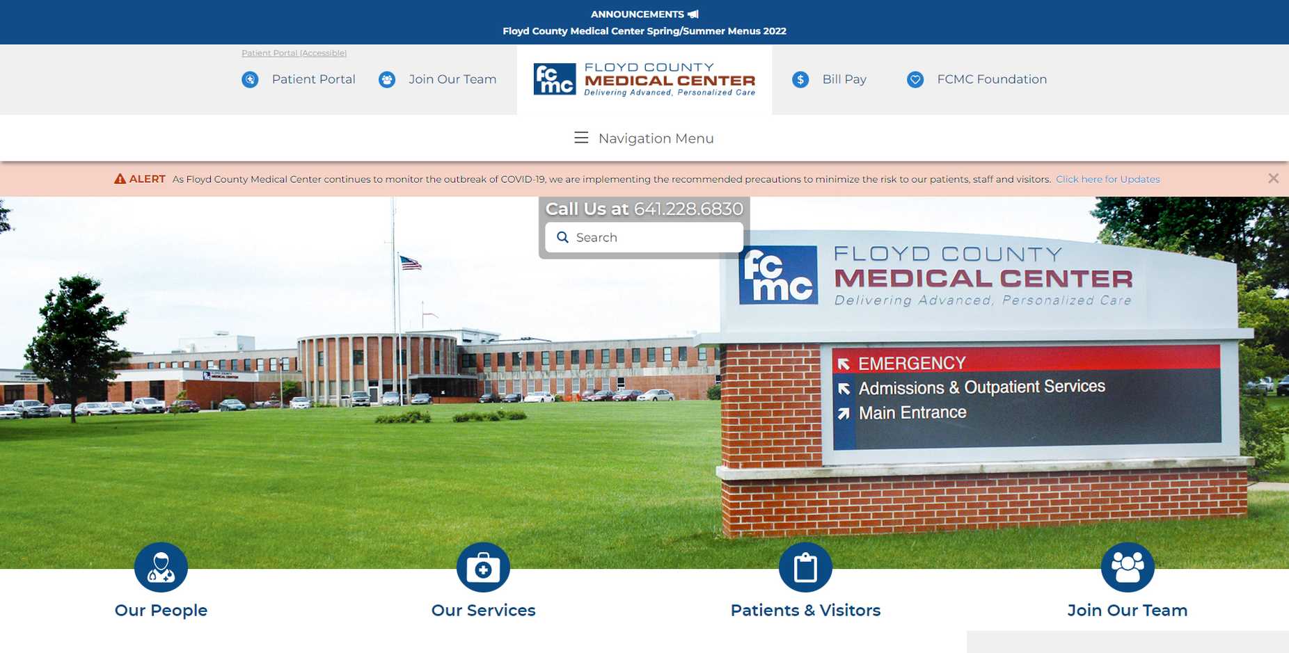 screenshot of the top of fcmc.us.com's home page